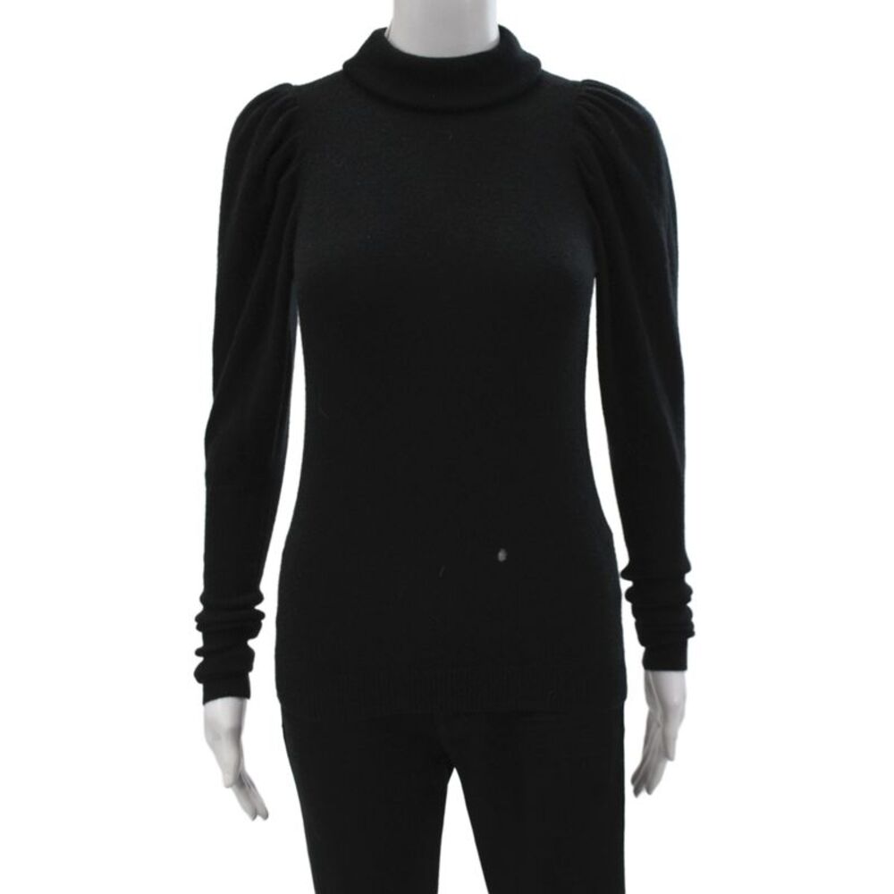 Aqua Cashmere Women Pullover Sweater Black Turtleneck 100% Cashmere Size XS
